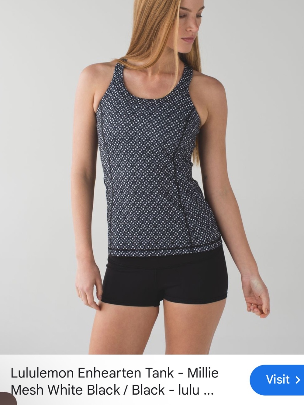 Lululemon Enhearten Black/White Mesh Crossback Women’s Tank- size 10